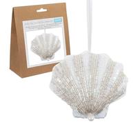 Trimits Kit per decorazioni in feltro - Conchiglia decorata con perline (12 x 10 cm) con forme in feltro pretagliate, imbottitura, filo, paillettes, perline, aghi, nastro e istruzioni