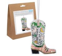 Trimits Kit per decorazioni in feltro - Stivale da cowboy con paillettes (9,5 x 12,5 cm) con forme in feltro pretagliate, imbottitura, filo, paillettes, perline, aghi, nastro e istruzioni