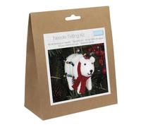 Trimits Kit per infeltrimento ad ago a forma di orso polare | Include lana cardata, ago per infeltrimento, sagome in polistirolo, spago di iuta e istruzioni.