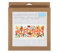 Trimits Kit per punto croce autunnale | Include tessuto di cotone bianco a 11 punti, fili, ago, schema a colori e istruzioni.