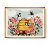 Trimits Kit per punto croce grande, ricamo contato, per adulti, principianti, bambini, regali di Natale (cornice non inclusa), 11 pezzi, motivo: ape moderna