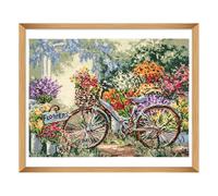 Trimits Kit per punto croce grande, ricamo contato, per adulti, principianti, bambini, regali di Natale, decorazione da parete (cornice non inclusa), 11 pezzi, bicicletta