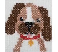 Trimits Kit per punto croce per bambini, per imparare a punto croce, istruzioni incluse (lingua italiana non garantita), 15 x 15 cm, cane