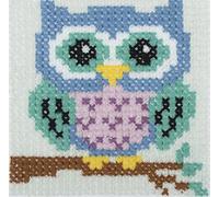 Trimits Kit per punto croce per bambini, per imparare a punto croce, istruzioni incluse (lingua italiana non garantita), 15 x 15 cm, gufo