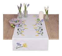 Trimits Kit per punto croce - Runner da tavola - Include tessuto stampato, fili, ago e istruzioni, 40 x 100 cm, Tulipani