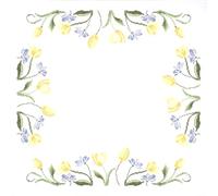 Trimits Kit per punto croce, tovaglia - include tessuto stampato, fili, ago e istruzioni, 80 x 80 cm, tulipani