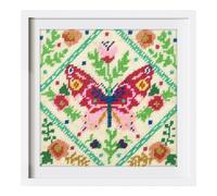 Trimits Kit per ricamo a mezzo punto/arazzo - disegno floreale farfalla su tela stampata a 12 punti (21,3 x 21,3 cm) con filati, ago, tabella dei colori e istruzioni (lingua italiana non garantita