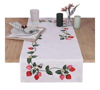 Trimits Kit per ricamo - Runner da tavola - Include tessuto stampato, fili, ago e istruzioni, 40 x 100 cm, Campo di fragole
