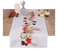 Trimits Kit per ricamo - Runner da tavola - Include tessuto stampato, fili, ago e istruzioni, 40 x 100 cm, foglie autunnali