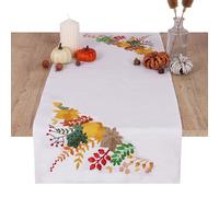 Trimits Kit per ricamo - Runner da tavola - Include tessuto stampato, fili, ago e istruzioni, 40 x 100 cm, Raccolto autunnale
