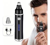 Trimmer elettrico per peli del naso, Trimmer per peli di orecchie e naso da uomo, Ricaricabile USB con lunga durata della batteria. Spia intelligente per il livello della batteria, Design compatto e p