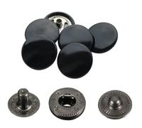 Trimming Shop 15mm S Molla Bottoni Automatici in Gunmetal 4 Parte, Durevole e Leggero, Metallo per Giacche, Jeans, Pelle Artigianato, Cinturini Cucito Progetti, Vestiti Riparazione - Splendente Nera