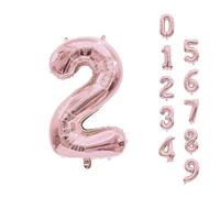 Trimming Shop 16 Pollici Piccola Palloncino Numero 2 in Oro Rosa - Palloncini Riutilizzabili con Numeri 0-9 in Lamina per Compleanno, Matrimonio, Anniversario, Celebrazione, Forniture per Decorazioni
