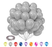Trimming Shop 25 palloncini da 25,4 cm con nastro arricciacapelli argento da 10 m, resistenti, spessi, in lattice di alta qualità, per Capodanno, matrimoni, anniversari, decorazioni di compleanno