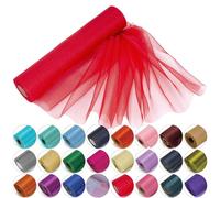 Trimming Shop 25m x 29cm Neve Organza Sottile Rotoli Rosso con Glitter Tessuto - Perfetta Come Natale, Matrimonio o Decorazioni Festa