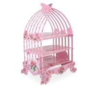 Trimming Shop 3 Piani Cup Cake Stand Gabbia Uccelli Floreale Blu Rosa