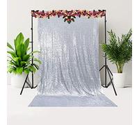 Trimming Shop 4ft x 7ft Argento Lustrini Sfondo Fotografia Sfondo Lucido Tessuto Brillantini Tenda Sfondo Studio Fotografico Sfondo per Compleanno Matrimonio Reception Festa Natale Decorazione