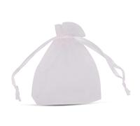 Trimming Shop 50 pezzi Sacchetti di Organza Bianchi 7cm x 9cm Sacchetti Regalo Trasparenti con Cordoncino per Bomboniere, Gioielli, Feste e Anniversari Mini Sacchetti di Organza per Piccoli Regali