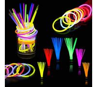 Trimming Shop Bastoncini luminosi di alta qualità per bambini, confezione da 1000 pezzi, con connettori per creare fasce luminose, collane, bracciali, bastoncini luminosi multicolore per feste per