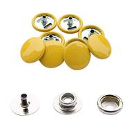 Trimming Shop Bottoni automatici gialli da 15 mm, 4 parti, resistenti e leggeri, in metallo, per giacche, jeans, artigianato in pelle, cinghie e progetti di cucito, riparazione vestiti, 10 pezzi