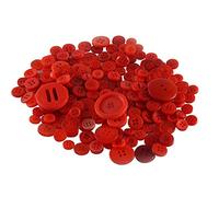 Trimming Shop Bottoni Rotondi in Resina 2 e 4 Fori Colori Misti Assortiti e Dimensioni per Cucito, Decorazione Fatta a Mano per Bambini, Progetto Fai da Te, 50g, Rosso
