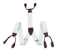 Trimming Shop Bretelle da uomo da 25 mm - Bretelle elastiche posteriori a Y regolabili con foro per bottoni - accessorio alla moda per feste, matrimoni, eventi casuali e formali, Bianco Con Marrone #