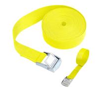 Trimming Shop Cinghia con fibbia regolabile da 25 mm, in nylon resistente, resistente ai raggi UV, per portapacchi, bagagli, moto, rimorchi e attrezzi da esterno, 5 metri, giallo