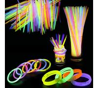 Trimming Shop Confezione da 25 bastoncini luminosi per feste con connettori Bastoncini luminosi multicolor per adulti - Crea catene al neon, braccialetti luminosi, occhiali e fasce per capelli