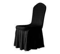 Trimming Shop Coprisedia nero stile gonna spandex poliestere, elasticizzato e rimovibile, con tasche elastiche per i piedi, per matrimoni, banchetti, eventi e sala da pranzo, confezione da 1