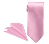 Trimming Shop Cravatta e Fazzoletto Set per Abbigliamento Formale, Matrimoni, Ballo, da Cerimonia, Ballo, Feste - Unisex, Design Classico - Rosa Confetto, 56 Inches