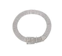 Trimming Shop Donna 8 Row Cintura Fatto con Artificiale Strass Metallo Argento 35mm Largo Matrimonio Compleanno Festa Moda Abbigliamento - Argento, M