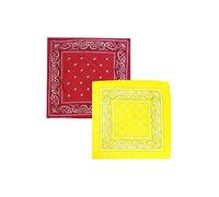Trimming Shop Fascia bandana unisex in cotone leggero traspirante e durevole per acconciature, bracciale, raves, equitazione, outdoor, feste, 54 cm, rosso, giallo, 54 cm