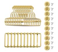 Trimming Shop, fibbie per salopette da 35 mm, con cursore rettangolo e bottoni antiscivolo per bretelle, tute per bambini, cinghie, tute, oro, set da 10 pezzi