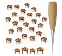 Trimming Shop Kit di 400 borchie a cono basso, in bronzo, 8 mm e 9 mm, con punte e punteruolo, borchie in metallo per lavori in pelle, giacche, borse e decorazioni fai da te