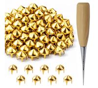 Trimming Shop Kit di 600 borchie a cono alto dorato, 6,5 mm, 8 mm, 9 mm, con punte e punteruolo, borchie in metallo per lavori in pelle, giacche, borse e decorazioni fai da te