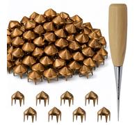 Trimming Shop Kit di 600 borchie a cono alto, in bronzo, 6,5 mm, 8 mm, 9 mm, con punte e punteruolo, borchie in metallo per lavori in pelle, giacche, borse e decorazioni fai da te