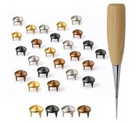 Trimming Shop Kit di borchie a cono basso, 400 pezzi, 9 mm, oro, argento, bronzo e canna di fucile, rivetti con punte e punteruolo, borchie in metallo per lavori in pelle, giacche, borse e decorazioni