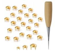 Trimming Shop Kit di borchie dorate a basso cono da 6,5 mm, 8 mm, 9 mm, 600 pezzi, rivetti punk con punte e punteruolo, borchie in metallo per lavori in pelle, giacche, decorazioni alla moda