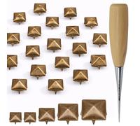Trimming Shop Kit di borchie piramidali, 6 mm, 8 mm, 9 mm, 12 mm, bronzo, rivetti con punte e punteruolo, per lavori in pelle, giacche, borse, 400 pezzi