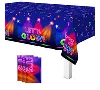 Trimming Shop Let's Glow - Tovaglia rettangolare per feste, 137 x 220 cm, in plastica, lavabile, impermeabile, a prova di olio, si illumina al buio, per compleanni, balli, feste, confezione da 3