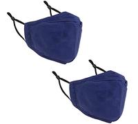 Trimming Shop, Maschera in Cotone, Riutilizzabile, Lavabile e Antipolvere, Traspirante e di Sicurezza, Maschera antinquinamento, Blu Navy, 2 Pezzi