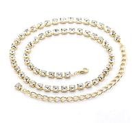 Trimming Shop Metallo Catena Cintura per Donne Ragazze con Strass Brillantini Borchiato e Chiusura Gancio Fermaglio - Dorato, 1 Row