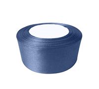 Trimming Shop, Nastro a Rotolo Intero Blu Marino, 40 mm x 25 m, Satinato bifacciale dai Colori Vivaci, 100% Poliestere, per Confezioni Regalo, Decorazioni, attività artistiche e Artigianali