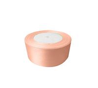 Trimming Shop, Nastro a Rotolo Intero Color Pesca, 40 mm x 25 m, Satinato su Entrambi i Lati, dai Colori Vivaci, 100% Poliestere, per Confezioni Regalo, Decorazioni, attività artistiche e Artigianali