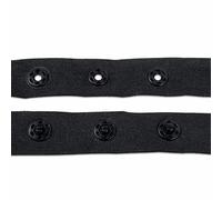 Trimming Shop, Nastro Nero con Bottoni a Pressione con Bottoni a Pressione, Nastro per Piumino da Cucito per Tute da Bambino, Vestiti per Bambini, Cucito Piccoli Indumenti, 1 Metri