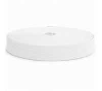 Trimming Shop Nastro per cinture ampio, piatto ed elastico, corda elastica per sartoria, cucito, creazioni fai da te, bianco, larghezza 32 mm, 25 metri