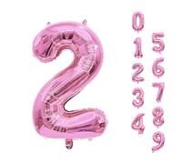 Trimming Shop Palloncino grande in lamina rosa con numero 2, 81 cm, riutilizzabile con elio e aria, da 0 a 9, per compleanni, matrimoni, anniversari, celebrazioni, decorazioni per feste