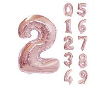 Trimming Shop Palloncino in lamina di alluminio a forma di numero 2 da 40,6 cm, riutilizzabile, riempibile ad aria, da 0 a 9, per compleanni, matrimoni, anniversari, celebrazioni, decorazioni per