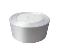 Trimming Shop, rotoli di nastro in poliestere satinato a doppia faccia, 40 mm x 25 m, per decorazione tessuti, artigianato e fai da te, fiocchi, confezioni regalo, decorazioni per matrimoni, colore: bianco