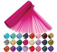 Trimming Shop Rotolo di organza trasparente glitterato per sala di nozze, fiocco e sciarpa per sedia, runner da tavolo, Natale, decorazione per feste, rosa acceso, 25 m x 29 cm